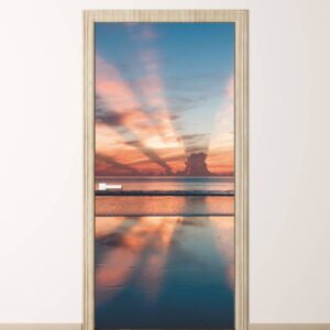 Naklejka samoprzylepna na drzwi morze w promieniach zachodzącego słońca 5279