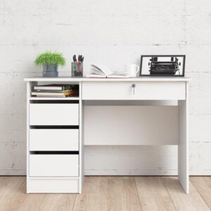 Białe biurko. Function, 4 szuflady, 110x49 cm, matowe
