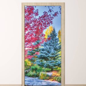 Naklejka na drzwi kolorowe drzewa 5789