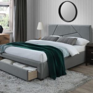 Valery łóżko tapicerowane z szufladą 160x200 cm szare